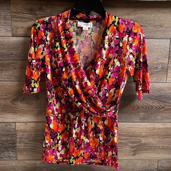 Josephine Studio Petite Abstract Floral Blouse, Size Small Petite, Multicolor - Picture 2 of 5